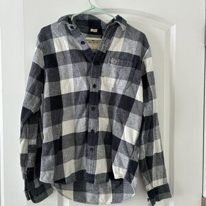 Hollister Gray and White Checkered Shirt